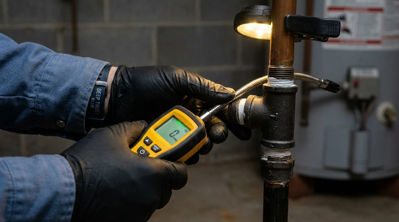 Gas leak detection with electronic sniffer by Johns Plumbing LLC in Timpson