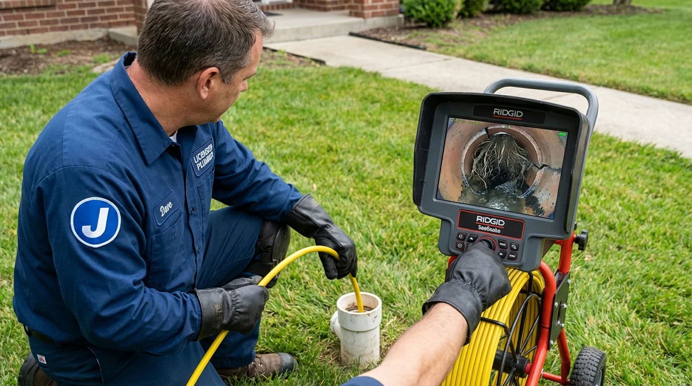 Sewer camera inspection being performed by Johns Plumbing LLC in Timpson